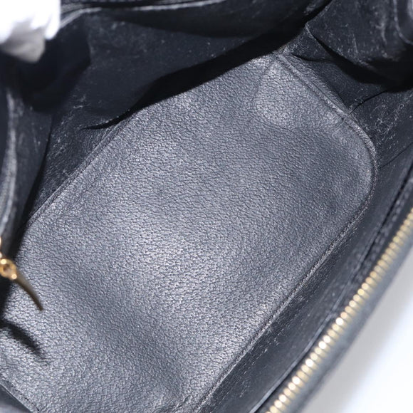 CELINE Macadam Hand Bag PVC Black Gold Tone Auth BA16891