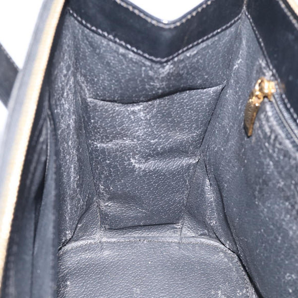 CELINE Macadam Hand Bag PVC Black Gold Tone Auth BA16891