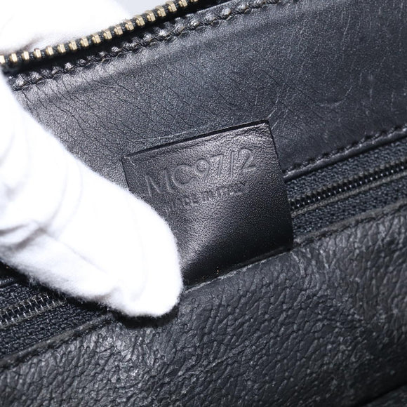 CELINE Macadam Hand Bag PVC Black Gold Tone Auth BA16891