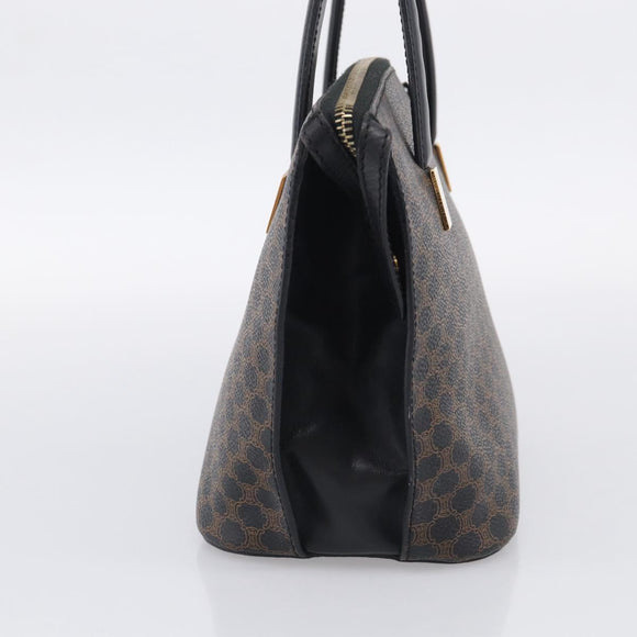 CELINE Macadam Hand Bag PVC Black Gold Tone Auth BA16891