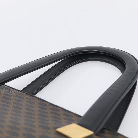 CELINE Macadam Hand Bag PVC Black Gold Tone Auth BA16891
