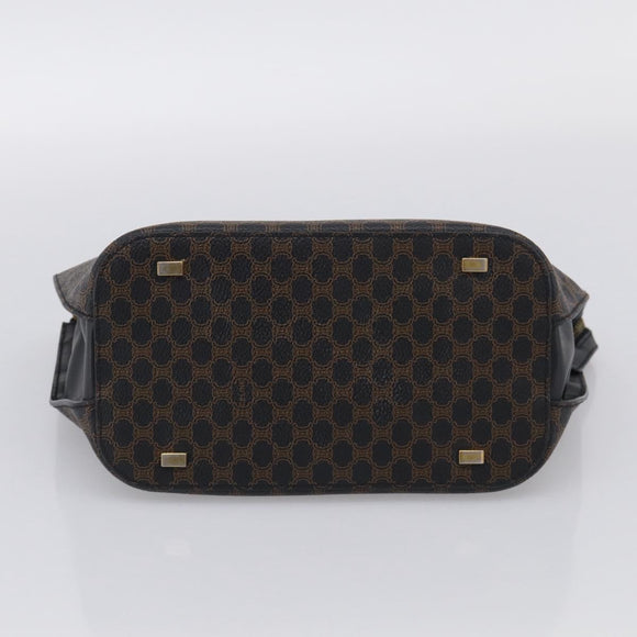 CELINE Macadam Hand Bag PVC Black Gold Tone Auth BA16891