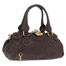 Chloe Paddington Hand Bag Leather Brown Gold Tone Auth BA16895V-1