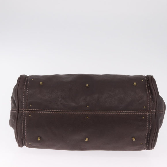 Chloe Paddington Hand Bag Leather Brown Gold Tone Auth BA16895V