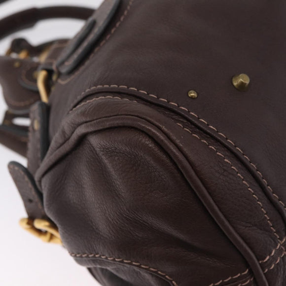 Chloe Paddington Hand Bag Leather Brown Gold Tone Auth BA16895V