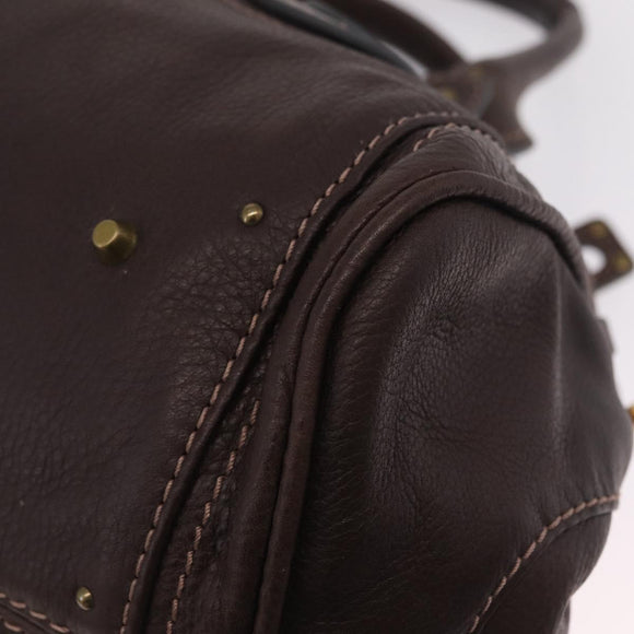 Chloe Paddington Hand Bag Leather Brown Gold Tone Auth BA16895V