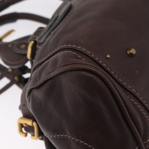 Chloe Paddington Hand Bag Leather Brown Gold Tone Auth BA16895V