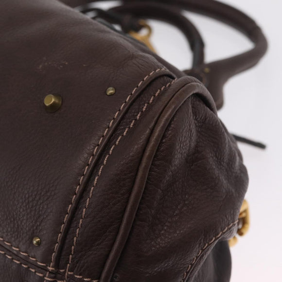 Chloe Paddington Hand Bag Leather Brown Gold Tone Auth BA16895V