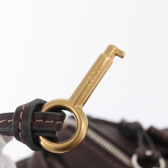 Chloe Paddington Hand Bag Leather Brown Gold Tone Auth BA16895V