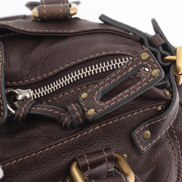 Chloe Paddington Hand Bag Leather Brown Gold Tone Auth BA16895V