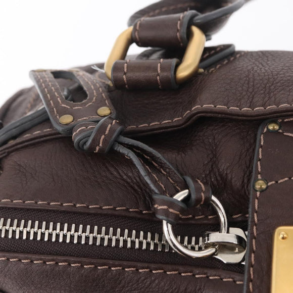 Chloe Paddington Hand Bag Leather Brown Gold Tone Auth BA16895V
