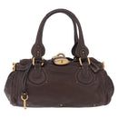 Chloe Paddington Hand Bag Leather Brown Gold Tone Auth BA16895V-2