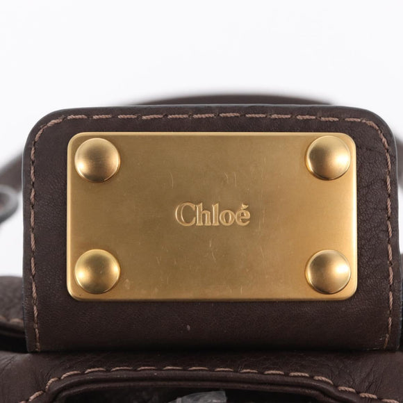 Chloe Paddington Hand Bag Leather Brown Gold Tone Auth BA16895V