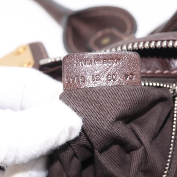 Chloe Paddington Hand Bag Leather Brown Gold Tone Auth BA16895V