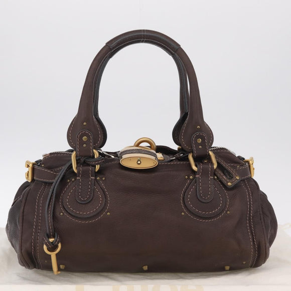 Chloe Paddington Hand Bag Leather Brown Gold Tone Auth BA16895V