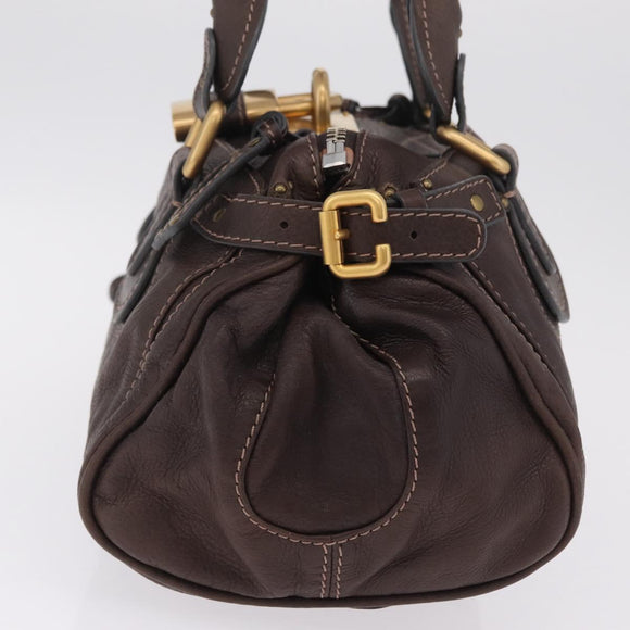 Chloe Paddington Hand Bag Leather Brown Gold Tone Auth BA16895V