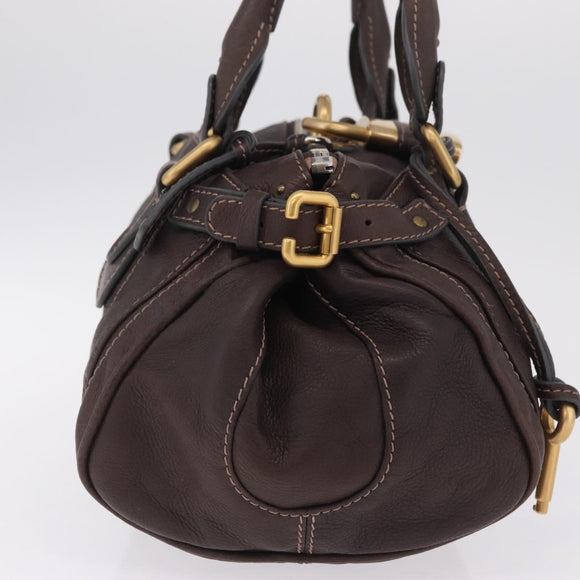 Chloe Paddington Hand Bag Leather Brown Gold Tone Auth BA16895V