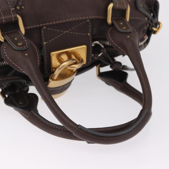 Chloe Paddington Hand Bag Leather Brown Gold Tone Auth BA16895V