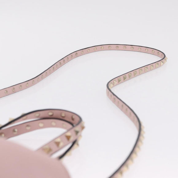 Valentino Rock Studs Hand Bag Leather 2way Pink Gold Tone Auth BA16896V