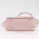 Valentino Rock Studs Hand Bag Leather 2way Pink Gold Tone Auth BA16896V-12
