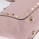 Valentino Rock Studs Hand Bag Leather 2way Pink Gold Tone Auth BA16896V-13