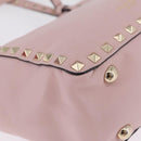 Valentino Rock Studs Hand Bag Leather 2way Pink Gold Tone Auth BA16896V-15
