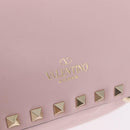 Valentino Rock Studs Hand Bag Leather 2way Pink Gold Tone Auth BA16896V-20