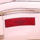 Valentino Rock Studs Hand Bag Leather 2way Pink Gold Tone Auth BA16896V-19