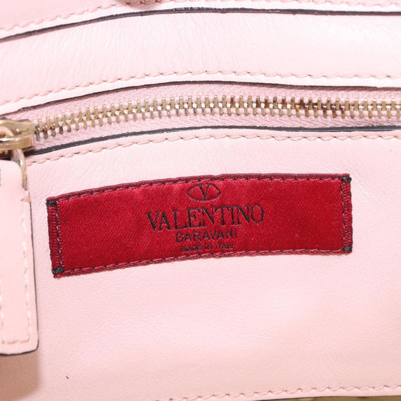 Valentino Rock Studs Hand Bag Leather 2way Pink Gold Tone Auth BA16896V