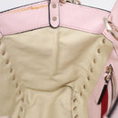 Valentino Rock Studs Hand Bag Leather 2way Pink Gold Tone Auth BA16896V-22