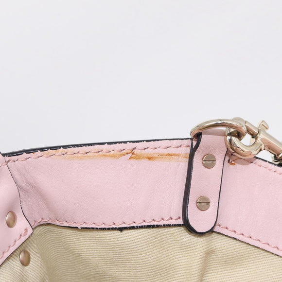 Valentino Rock Studs Hand Bag Leather 2way Pink Gold Tone Auth BA16896V