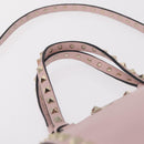Valentino Rock Studs Hand Bag Leather 2way Pink Gold Tone Auth BA16896V-9
