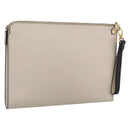 Salvatore Ferragamo Clutch Bag Leather Ivory Gold Tone Auth BA16897-1