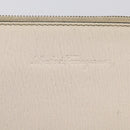 Salvatore Ferragamo Clutch Bag Leather Ivory Gold Tone Auth BA16897-16