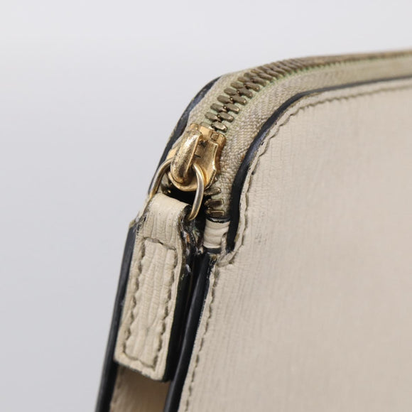 Salvatore Ferragamo Clutch Bag Leather Ivory Gold Tone Auth BA16897