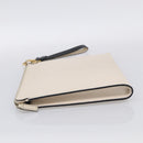 Salvatore Ferragamo Clutch Bag Leather Ivory Gold Tone Auth BA16897-4