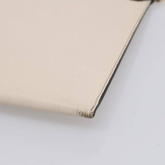 Salvatore Ferragamo Clutch Bag Leather Ivory Gold Tone Auth BA16897