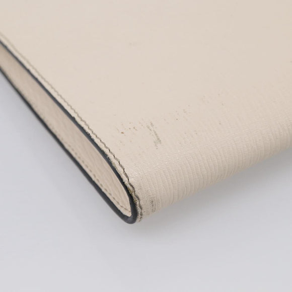 Salvatore Ferragamo Clutch Bag Leather Ivory Gold Tone Auth BA16897