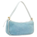 CELINE C Macadam Hand Bag Suede Turquoise Blue Gold Tone Auth BA16898-1