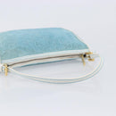 CELINE C Macadam Hand Bag Suede Turquoise Blue Gold Tone Auth BA16898-10