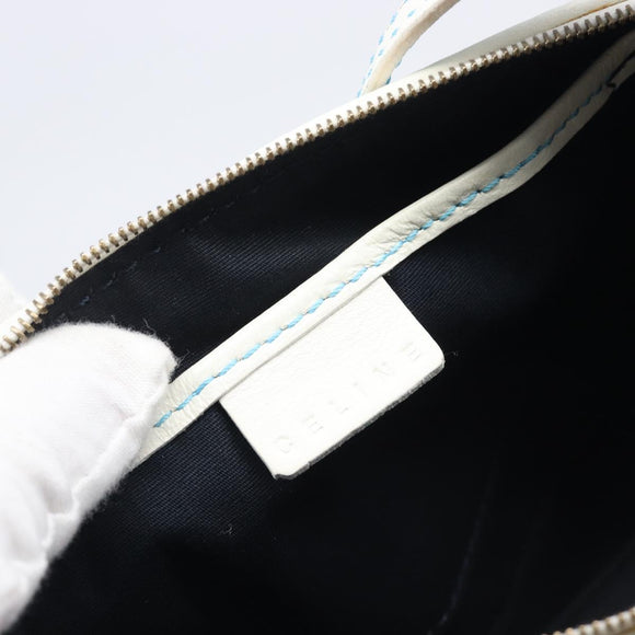 CELINE C Macadam Hand Bag Suede Turquoise Blue Gold Tone Auth BA16898