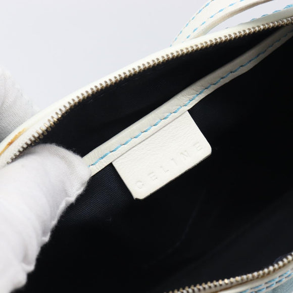 CELINE C Macadam Hand Bag Suede Turquoise Blue Gold Tone Auth BA16898