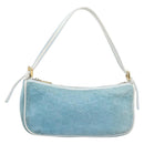 CELINE C Macadam Hand Bag Suede Turquoise Blue Gold Tone Auth BA16898-2