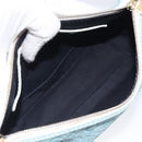 CELINE C Macadam Hand Bag Suede Turquoise Blue Gold Tone Auth BA16898-20