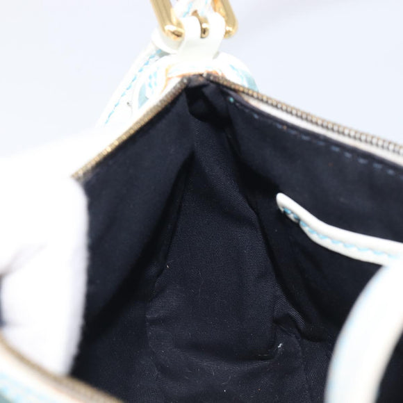 CELINE C Macadam Hand Bag Suede Turquoise Blue Gold Tone Auth BA16898