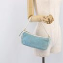 CELINE C Macadam Hand Bag Suede Turquoise Blue Gold Tone Auth BA16898-25