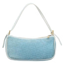 CELINE C Macadam Hand Bag Suede Turquoise Blue Gold Tone Auth BA16898-3