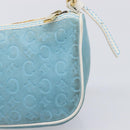 CELINE C Macadam Hand Bag Suede Turquoise Blue Gold Tone Auth BA16898-4
