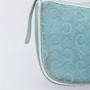 CELINE C Macadam Hand Bag Suede Turquoise Blue Gold Tone Auth BA16898-5