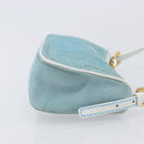 CELINE C Macadam Hand Bag Suede Turquoise Blue Gold Tone Auth BA16898-6